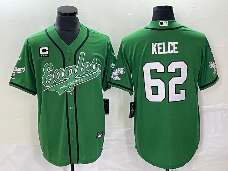 Men Philadelphia Eagles #62 Kelce Green Co Branding Game NFL Jerseys